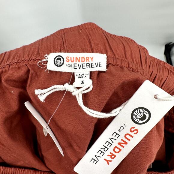 SUNDRY NWT Evereve Sunday Elastic Waist Drawcord Skirt in Brick Rust // Large - Picture 8 of 8